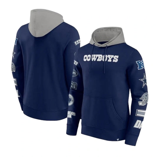 Men’s Fanatics Navy Silver Dallas Cowboys Patched Out Hoodie