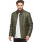 Men’s Real Green Leather Inflatable Jacket
