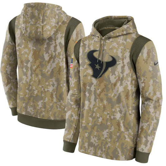Men's Houston Texans Nike Camo Salute Pullover Hoodie Front &amp; Back