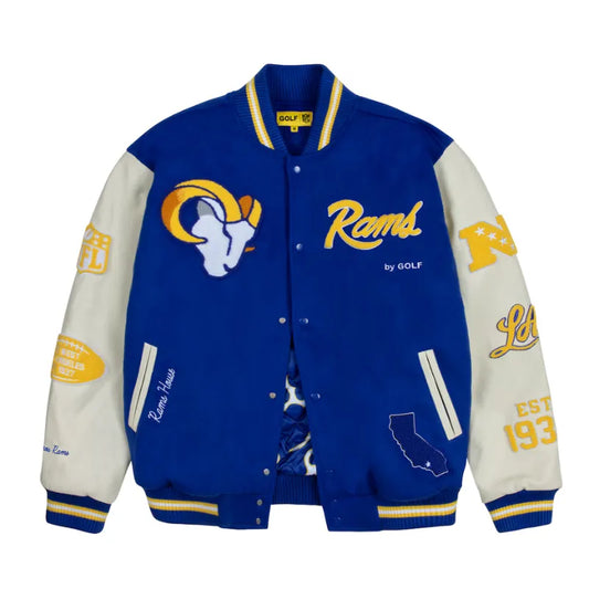 Men’s Los Angeles Rams Royal Letterman Full-Snap Jacket