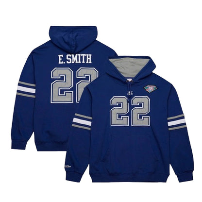 Men's Mitchell &amp; Ness Emmitt Smith Navy Dallas Cowboys Pullover Hoodie