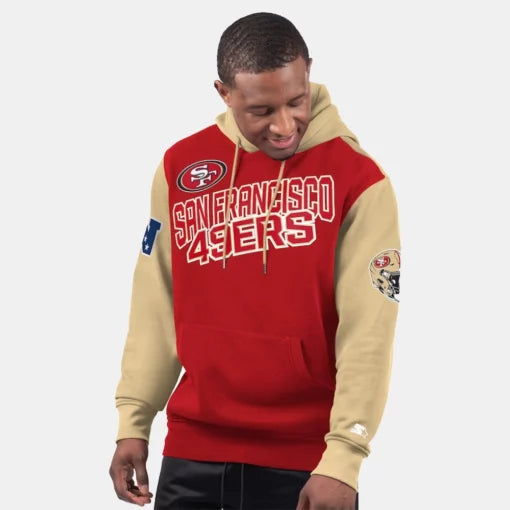 Mens-San-Francisco-49ers-Starter-Scarlet-Extreme-Pullover-Hoodie 4