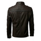 Men’s Stand Collar Casual Leather Jacket