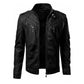 Men’s Stand Collar Casual Leather Jacket