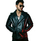 Mens Quilted Black Motorcycle Leather Jacket