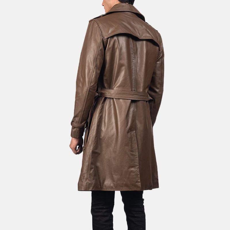 Royson Brown Leather Duster Coat