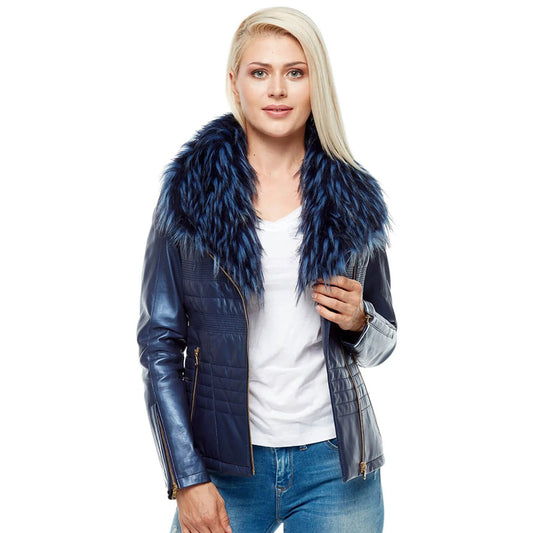 Women’s Real Leather Moto Removeable fur Jacket