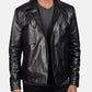 Mod Black Leather Peacoat