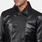 Mod Black Leather Peacoat