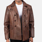 Mr. Bailey Brown Leather Naval Peacoat