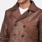 Mr. Bailey Brown Leather Naval Peacoat