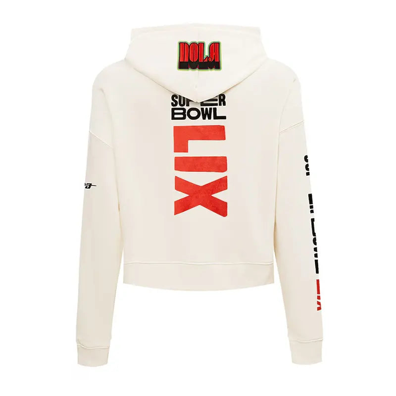 NFL Pro Standard Cream Super Bowl LIX Cropped Hoodie