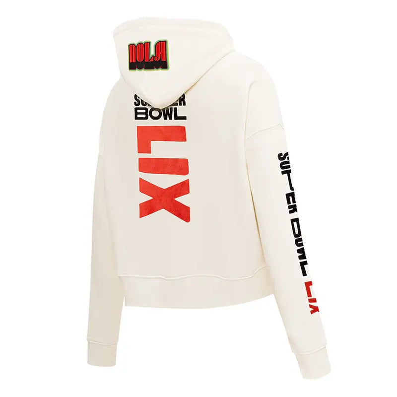 NFL Pro Standard Cream Super Bowl LIX Cropped Hoodie