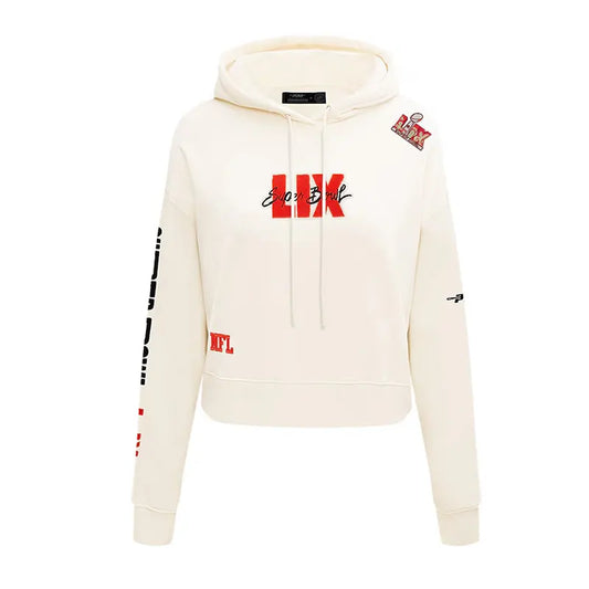 NFL Pro Standard Cream Super Bowl LIX Cropped Hoodie