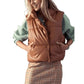 Women’s-Puffer-Leather-Vest-In-Brown