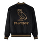 OVO Playboy Black Satin Varsity Jacket
