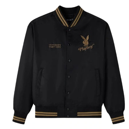 OVO Playboy Black Satin Varsity Jacket