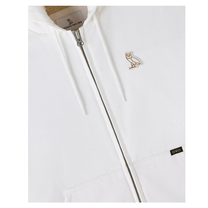 OVO Sherpa Lined Hooded White Work Jacket