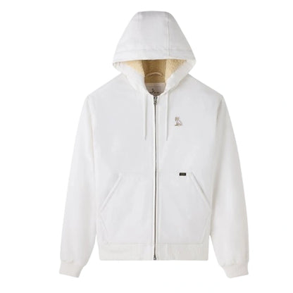 OVO Sherpa Lined Hooded White Work Jacket