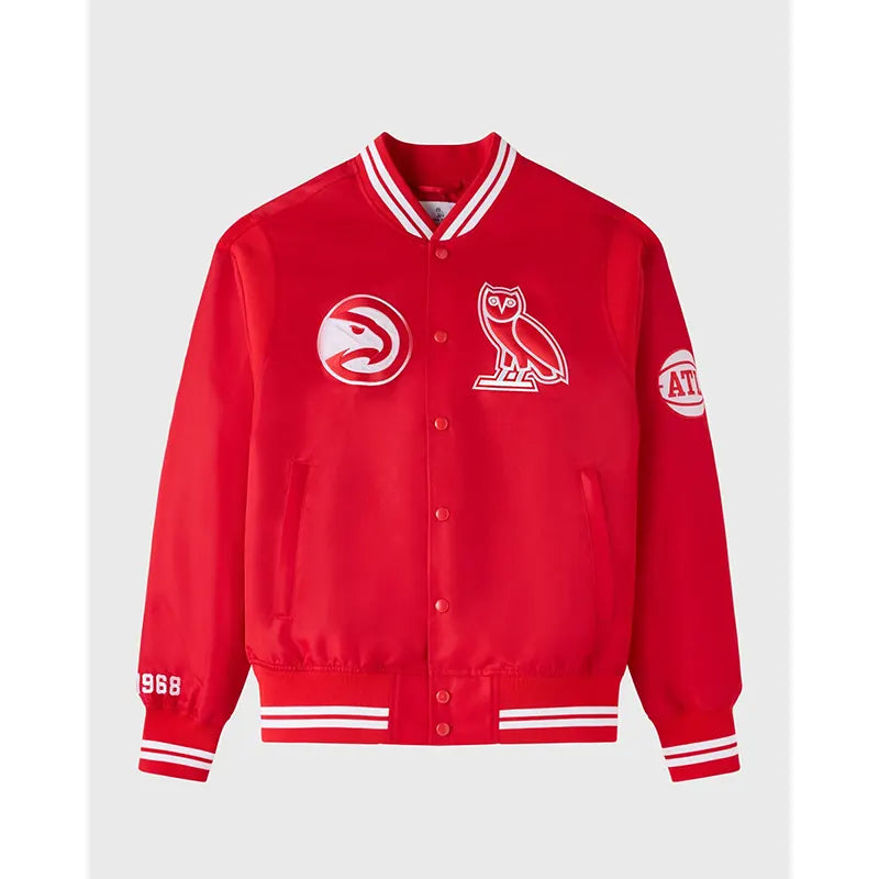 OVO x NBA Atlanta Hawks Satin Varsity Jacket