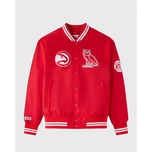 OVO x NBA Atlanta Hawks Satin Varsity Jacket