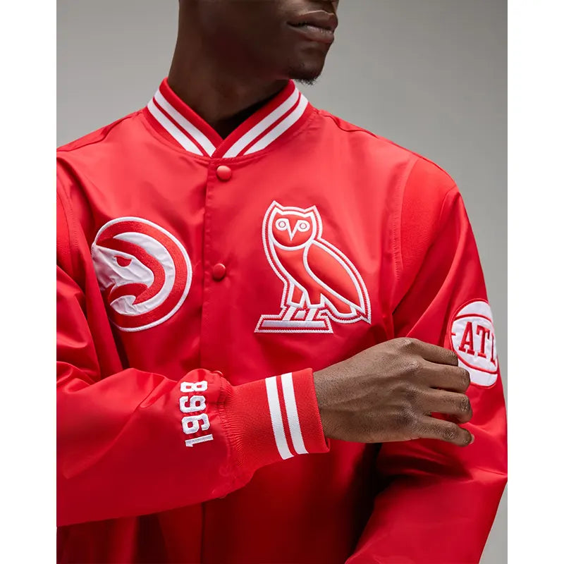 OVO x NBA Atlanta Hawks Satin Varsity Jacket