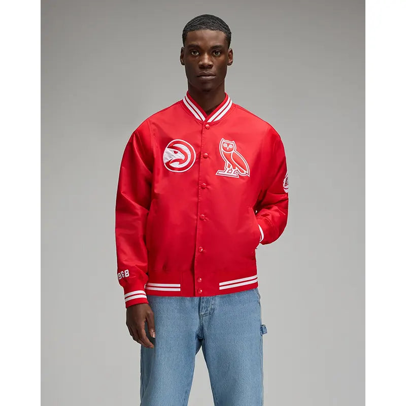 OVO x NBA Atlanta Hawks Satin Varsity Jacket