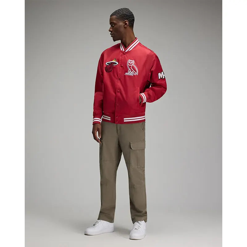 OVO x NBA Miami Heat Satin Varsity Jacket