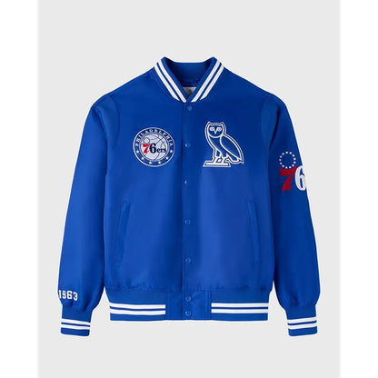 OVO x NBA Philadelphia 76ers Satin Varsity Jacket