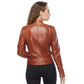 Women’s Real Brown Leather Moto Jacket