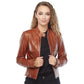 Women’s Real Brown Leather Moto Jacket