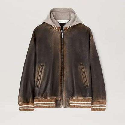 Palm Angels Leather Bomber Jacket