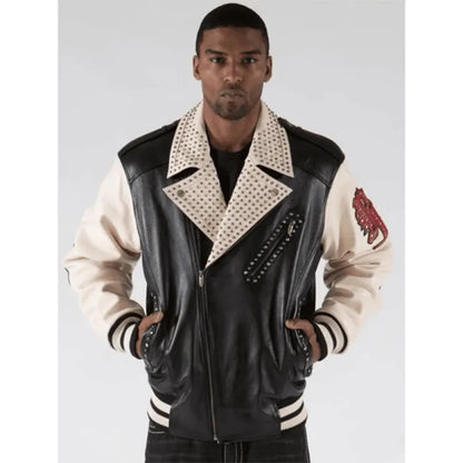 Pelle Pelle Cream Biker Studded Jacket