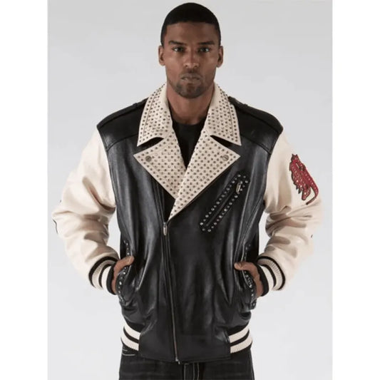 Pelle Pelle Cream Biker Studded Jacket
