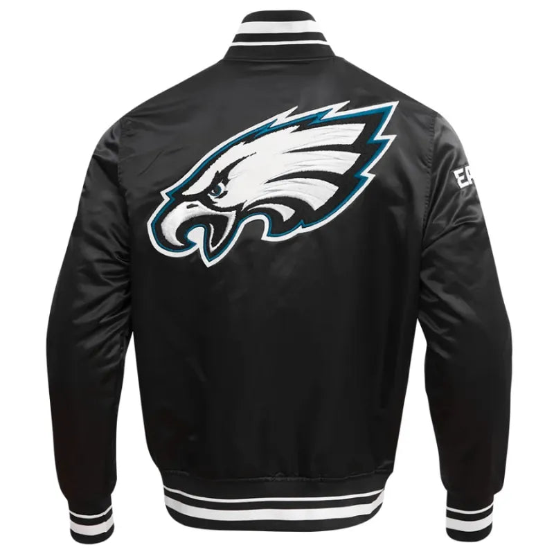 Philadelphia Eagles Black Satin Varsity Jacket