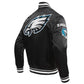 Philadelphia Eagles Black Satin Varsity Jacket