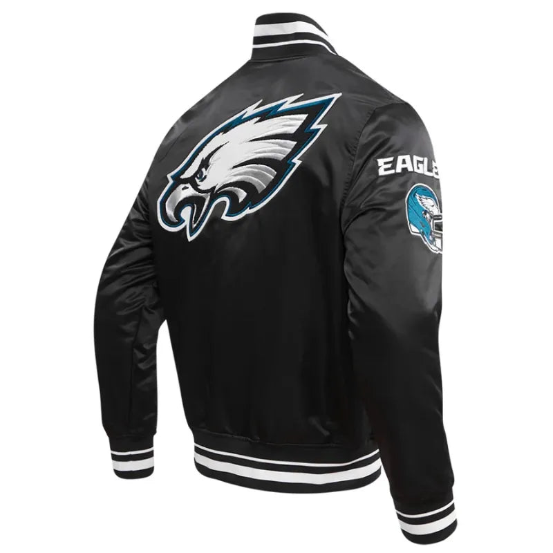 Philadelphia Eagles Black Satin Varsity Jacket