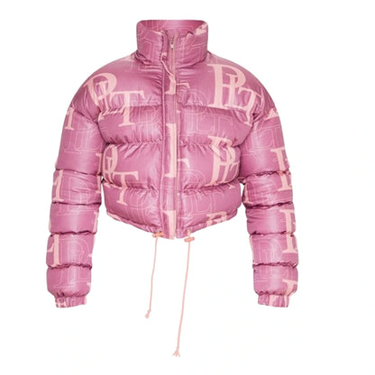 PrettyLittleThing Pink Crop Puffer Jacket