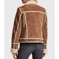 Women’s Tan Shearling Leather Trucker Jacket