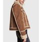 Women’s Tan Shearling Leather Trucker Jacket