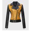 Sophia Yellow Double Rider Biker Leather Jacket