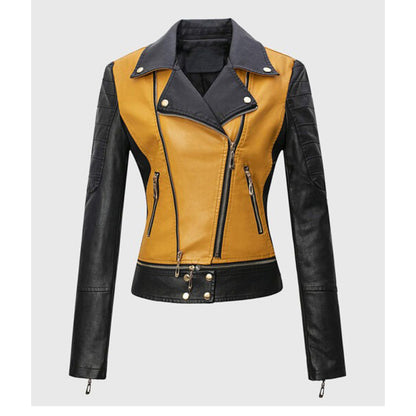 Sophia Yellow Double Rider Biker Leather Jacket