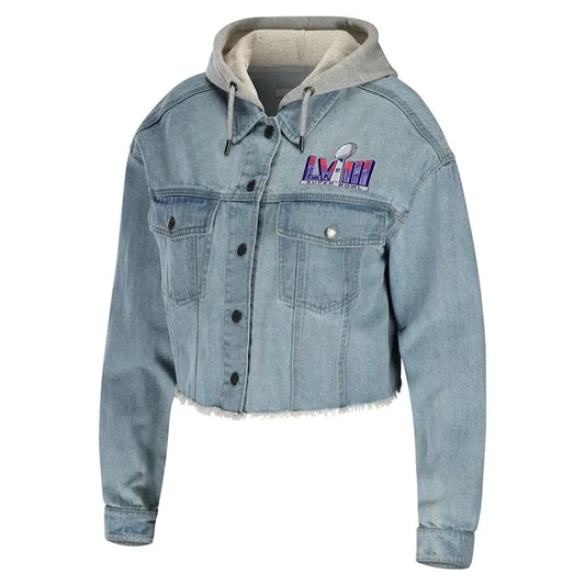 Super Bowl LVIII Denim Cropped Hoodie Jacket