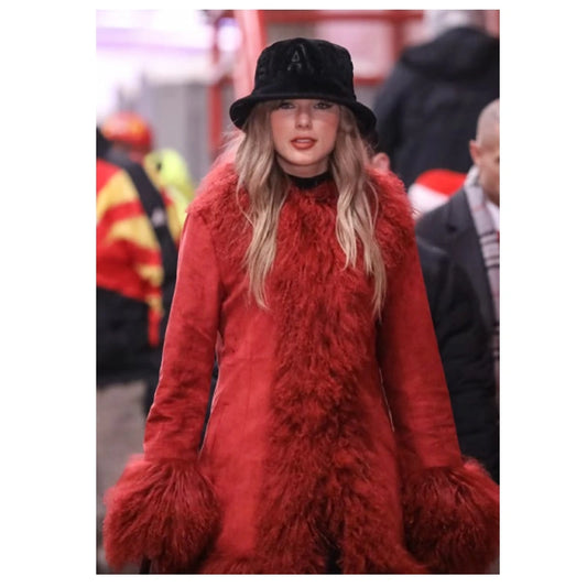 Taylor Swift Enters Her Winter WAG Era in a Red Penny Lane Coat