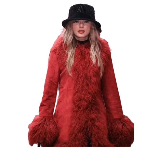 Taylor Swift Enters Her Winter WAG Era in a Red Penny Lane Coat