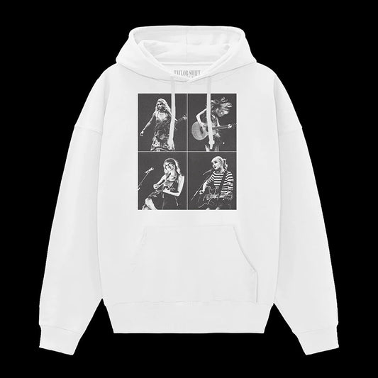Taylor Swift The Eras Tour Collage White Hoodie