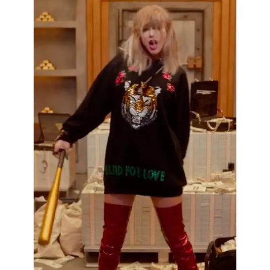 Taylor Swift Tiger Printed Black Hoodie