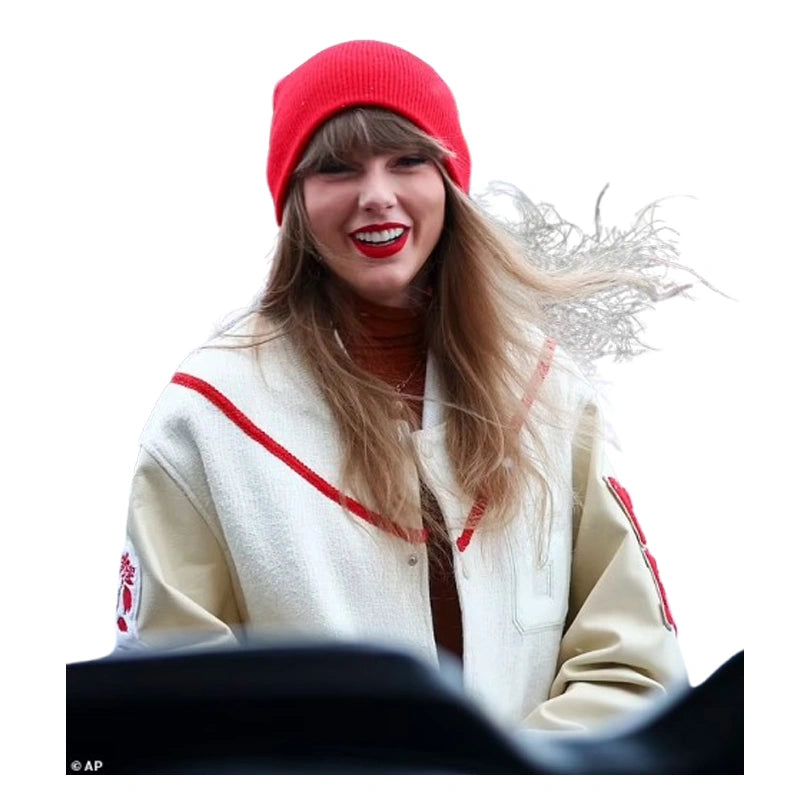 Taylor Swift White and Red Bomber Jacket