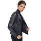 Women’s Real Black Leather Cafe Racer Jacket