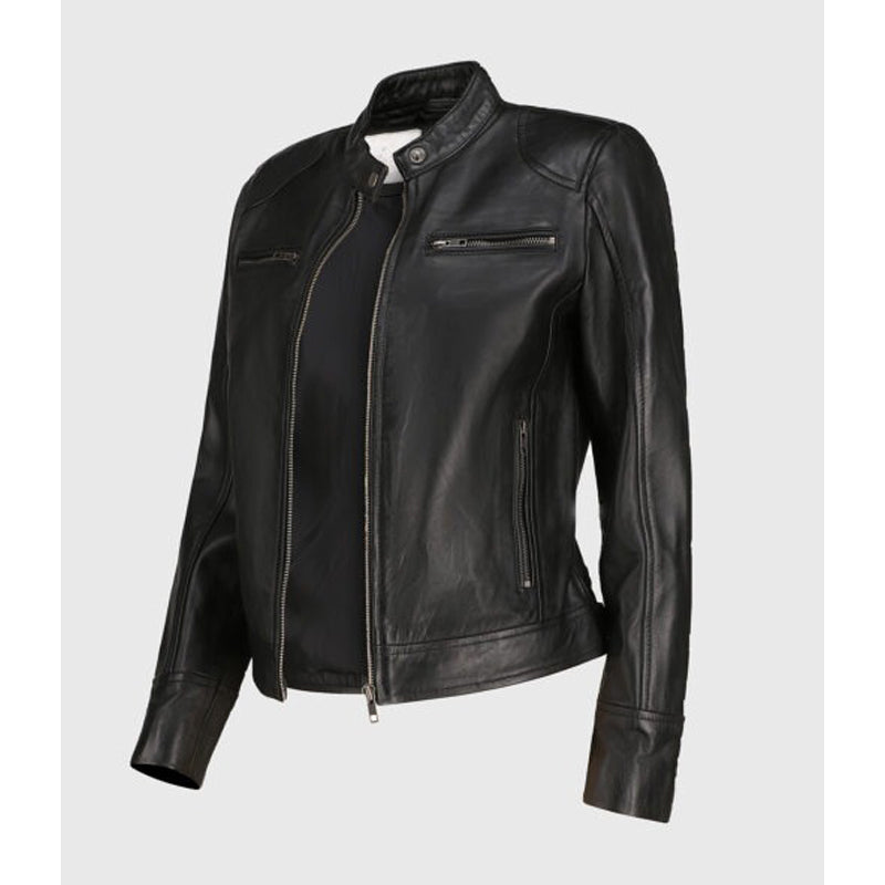 Women’s Black Biker Leather Jacket